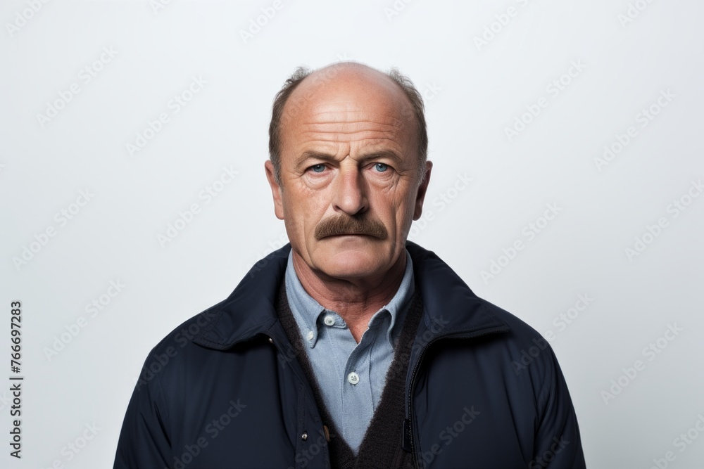 Portrait of an old man in a jacket on a white background Portrait of an old man in a jacket on a white background