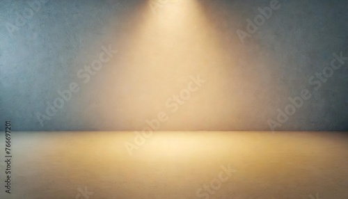 empty blue background and spotlight with studio for showing or design blank backdrop made from cement material realistic 3d render