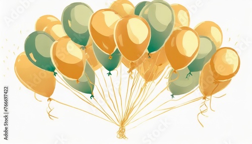 birthday colored balloons isolated white background