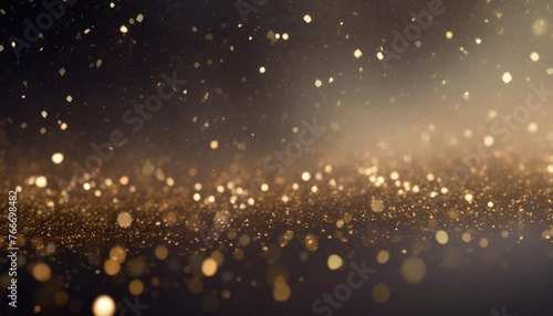 black festive texture with golden glitter on misty background confetti falling from the night sky in the darkness dark and masculine holiday abstract with a dramatic touch copy space
