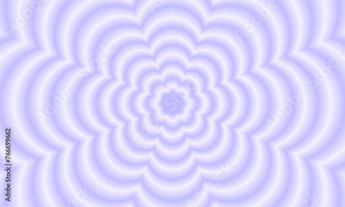 Poster with concentric purple flowers in blurry style. Trendy y2k pattern with gradient aura effect. Trippy psychedelic wallpaper design. Aesthetic background with hypnotic effect. Vector illustration
