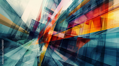 Enter the realm of abstract architecture with a striking background. photo