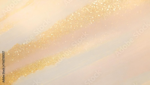 trendy chic pastel background with gold glitter brush stroke