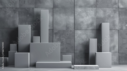 Make your product stand out against the stylish backdrop of this gray presentation setting.