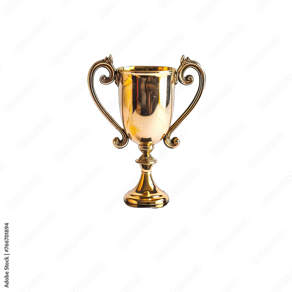 Bright gold brass trophy cup isolated