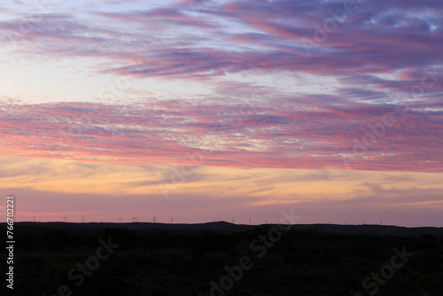 Sunset over wind farm, outback NSW Australia