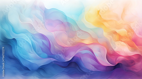 Abstract waves of pastel hues in a fluid dynamic, digital art suitable for calming wallpaper or creative canvas print. © ArtStockVault