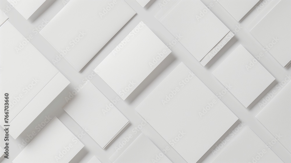 Top view of multiple white blank papers on light grey background, flat lay. Top view of multiple white blank papers on light grey background, flat lay.