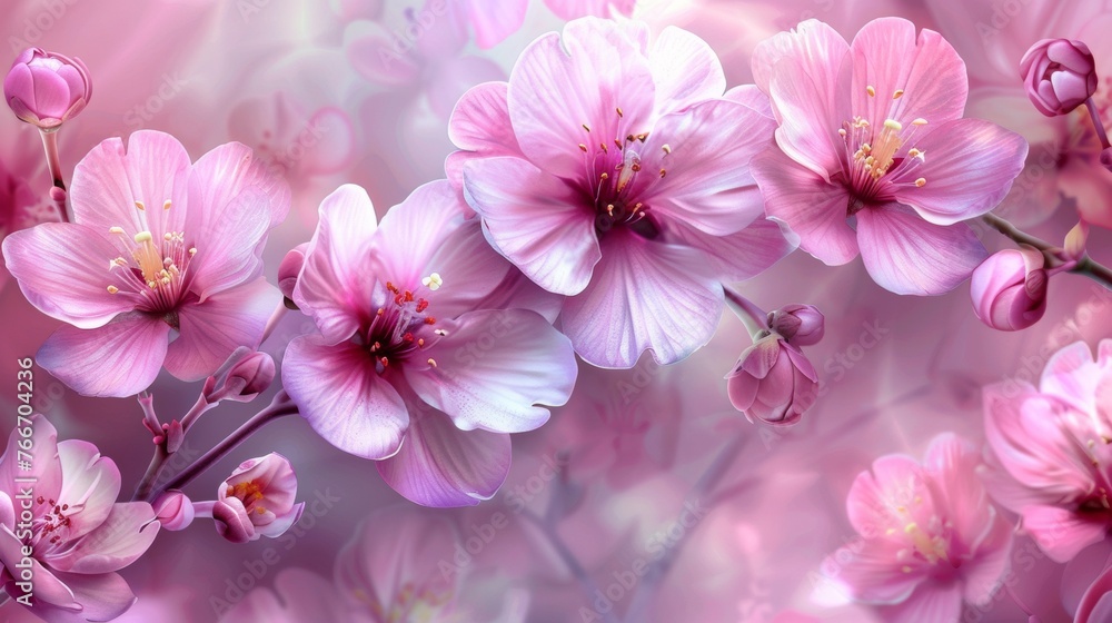 A close up of a bunch of pink flowers on the wall, AI A close up of a bunch of pink flowers on the wall, AI