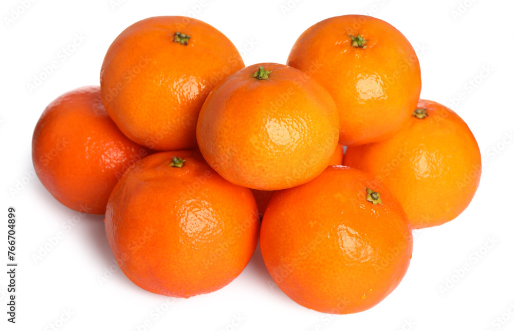 Many fresh ripe tangerines isolated on white Many fresh ripe tangerines isolated on white