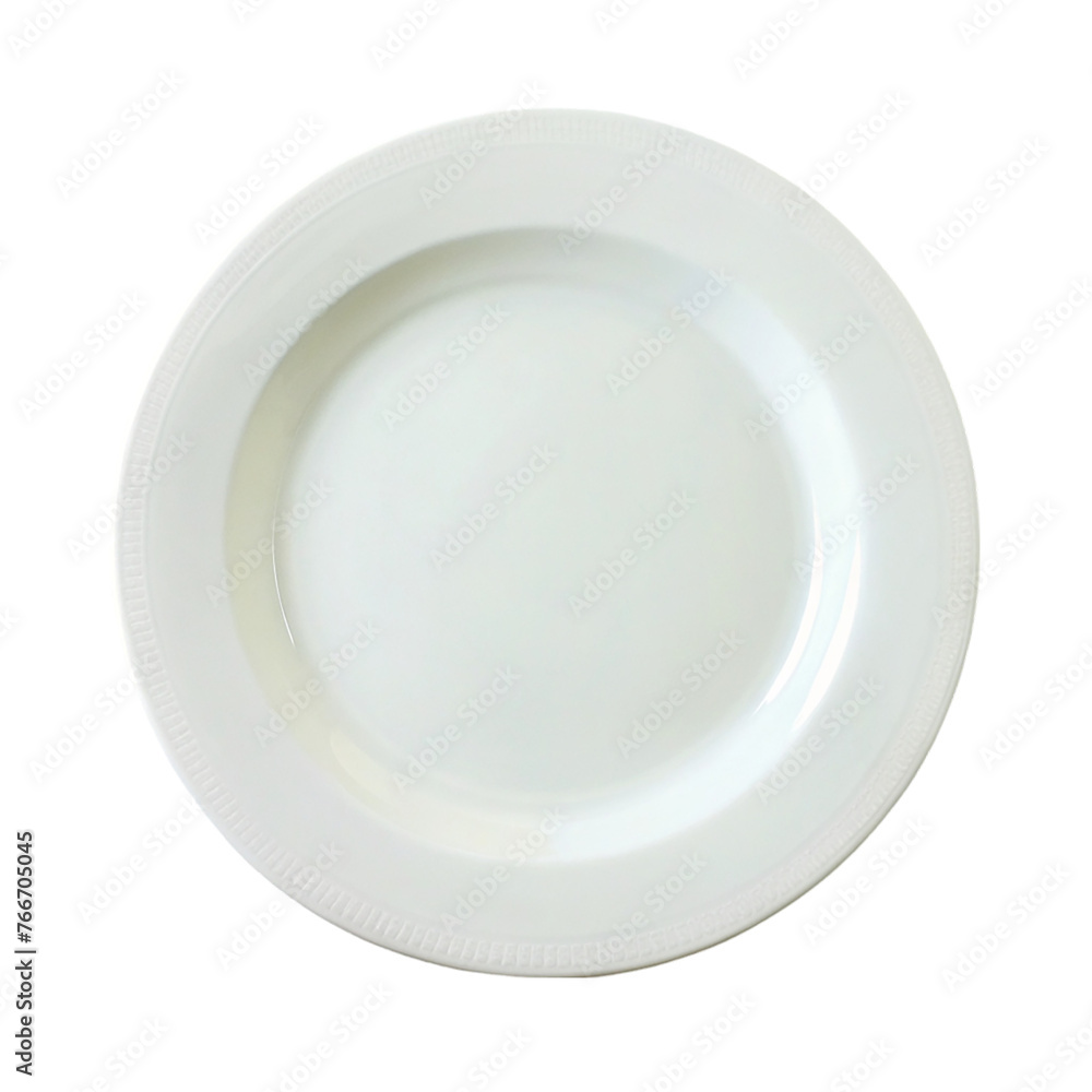 Empty white plate isolated on transparent background. Empty white plate isolated on transparent background.