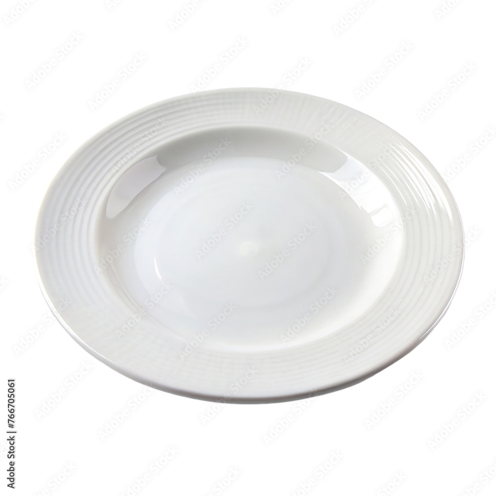 Empty white plate isolated on transparent background. Empty white plate isolated on transparent background.