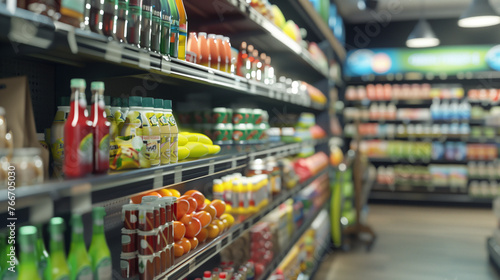 products on the refrigerated shelf in the supermarket