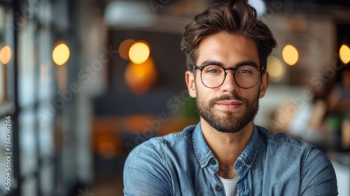 A man with glasses and a beard is posing for the camera  AI