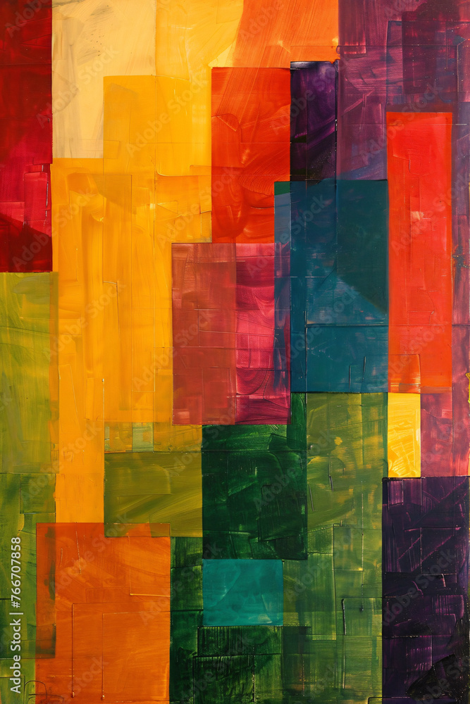 An abstract painting of rectangular shapes of colors generated AI