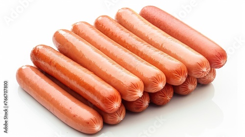 Pack of raw hot dogs isolated on white background with clipping path photo