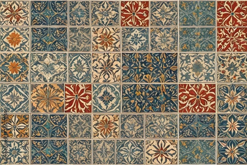 Mosaic flower tiles, background, texture