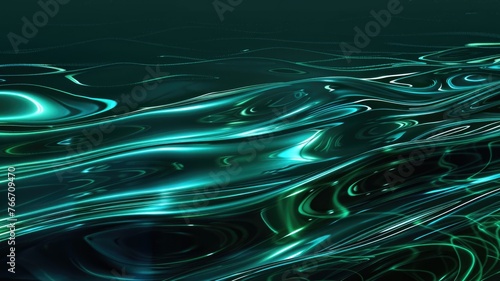 Abstract green swirling patterns and waves - The image captures the intricate beauty of swirling green patterns and waves, resembling a sublime alien terrain