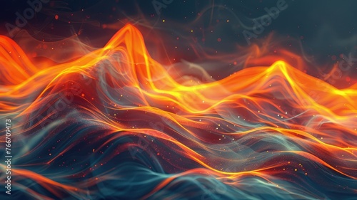 Abstract fiery digital wave pattern design - Blazing digital wave pattern captures the essence of fire's intensity and energy in a dynamic abstract design