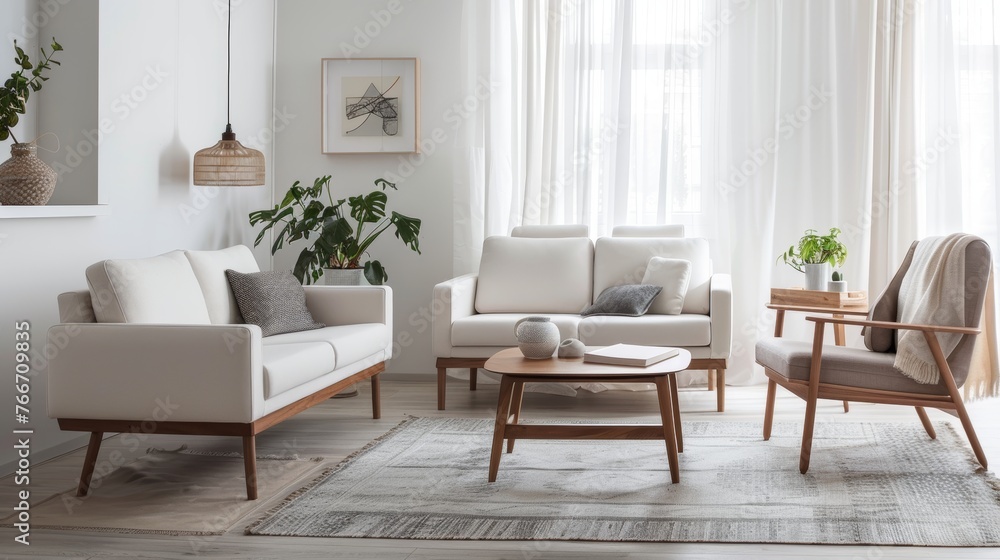 Scandinavian-inspired furniture with clean simple lines AI generated illustration Scandinavian-inspired furniture with clean simple lines AI generated illustration