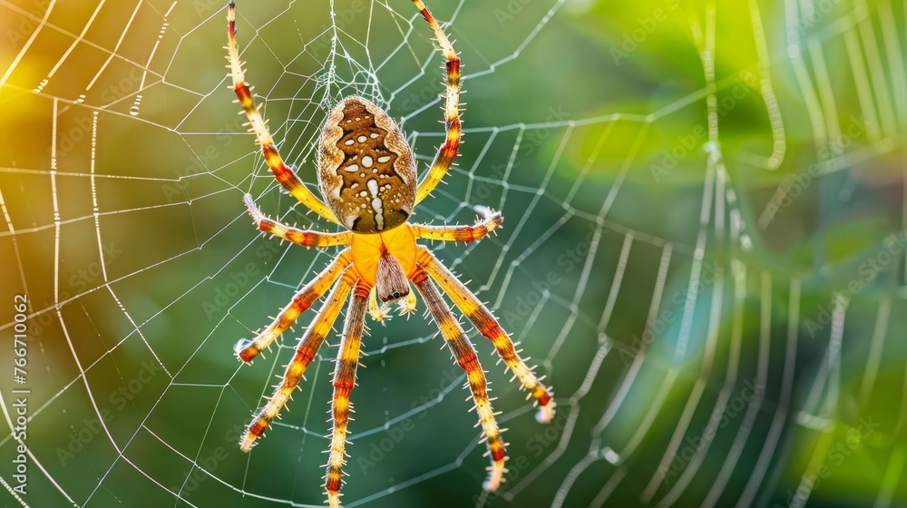 The intricate design of a spider weaving its web AI generated illustration The intricate design of a spider weaving its web AI generated illustration
