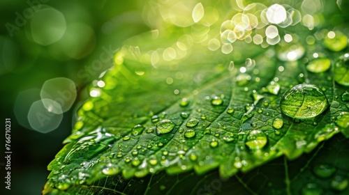 Water droplets on a leaf AI generated illustration