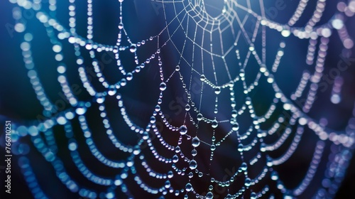 Water droplets on a spiders web    AI generated illustration © Olive Studio