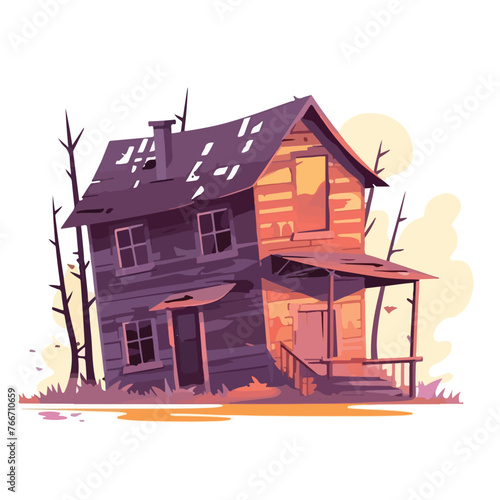 Abandoned house. Flat design. Vector illustration.