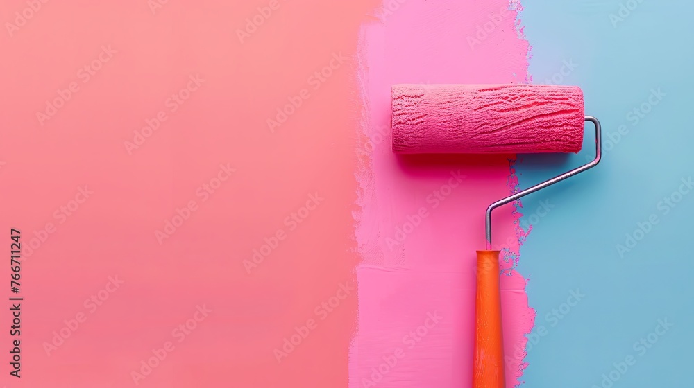 Obraz premium Paint wall with roller banner wallpaper background