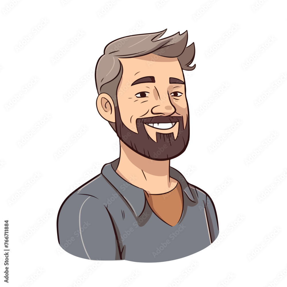 Adult man smiling cartoon vector illustration isola