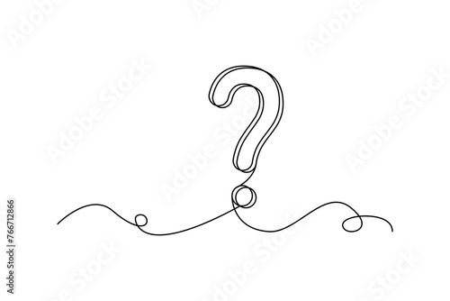 One line question mark design. Minimalistic query symbol. Conceptual inquiry sign. Vector illustration. EPS 10.