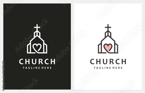 Christian Church Lovers Cross Gospel Line Art logo design inspiration