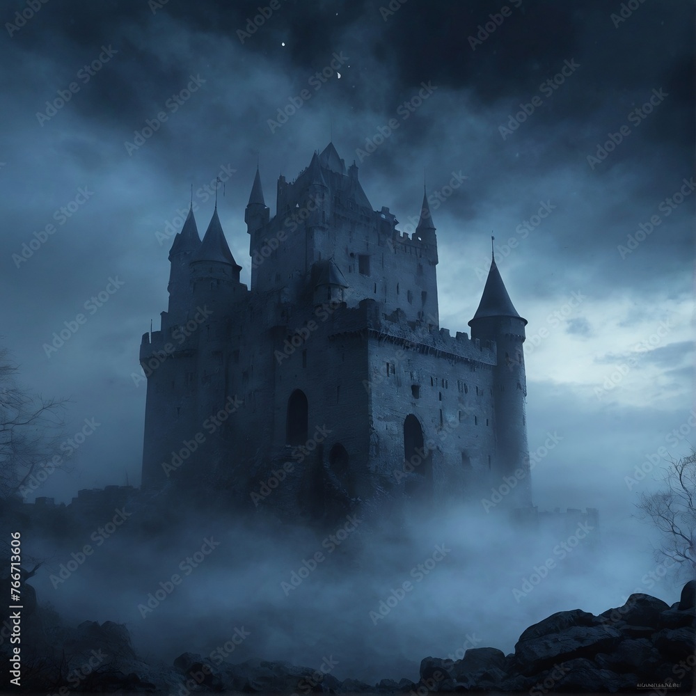 Explore haunting beauty: AI artwork depicts ancient castle in ethereal ...