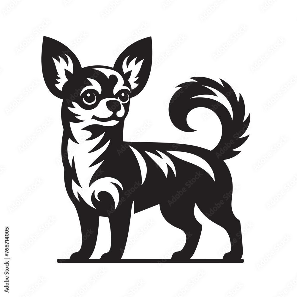 Black and White Chihuahua Illustration, Vintage Chihuahua Art, Chihuahua Silhouette Collection, Chihuahua Silhouette Illustration, Vintage Chihuahua Artwork, Chihuahua Silhouette Designs