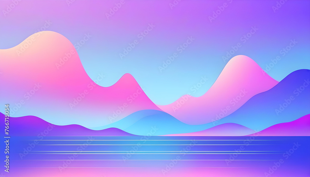 A minimalist website banner with a gradient of blue, pink, and purple hues
