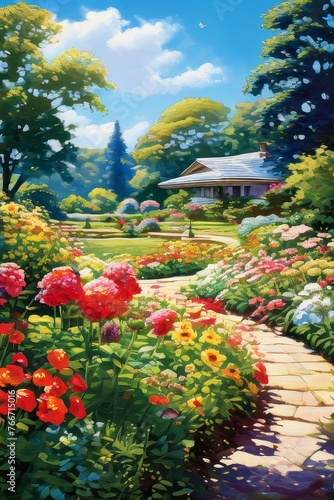 Butchart Garden, A sunny day is depicted