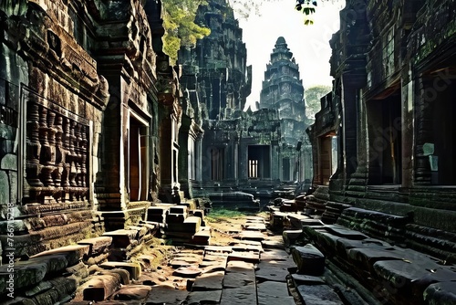 the Bayon temple, Angkor Wat, Siem reap, Cambodia. photo