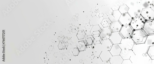 Abstract polygonal space low poly dark background with connecting dots and lines. Connection structure. science molecule black and white background