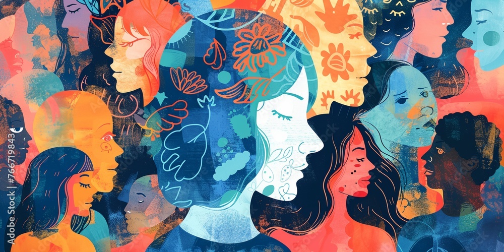 a painting of a group of women a painting of a group of women