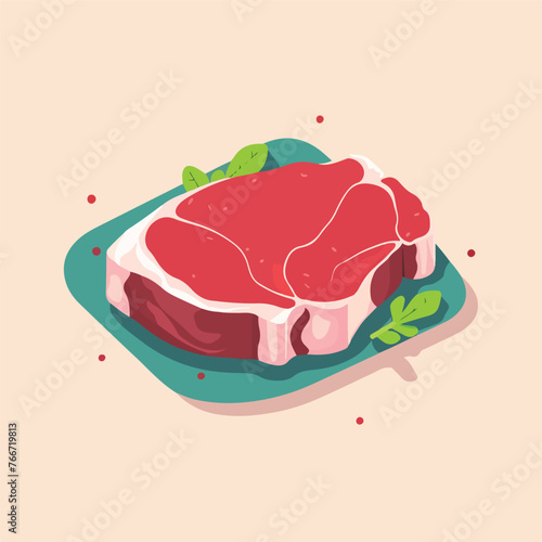 Beef meat steak. Flat design cartoon vector illustr