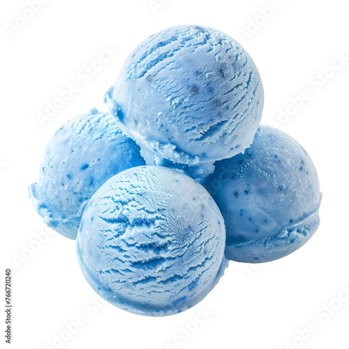 Blue Ice Cream Scoops on Transparent