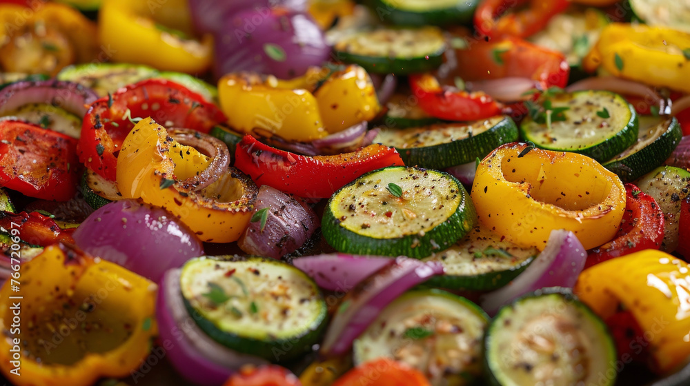 A pan filled with an assortment of colorful and freshly chopped vegetables, ready to be cooked or served.