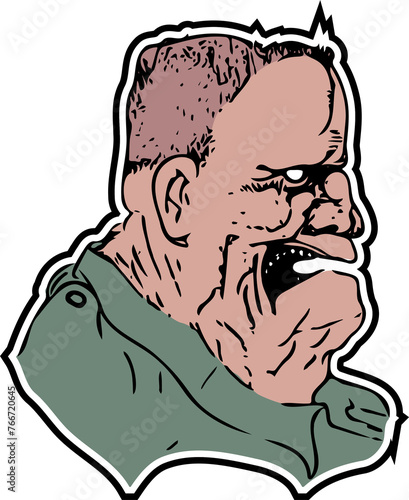 Quadro su tela Side Profile Man Cartoon Color
