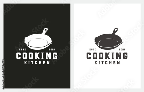 Vintage Old Skillet Cast Iron logo design restaurant