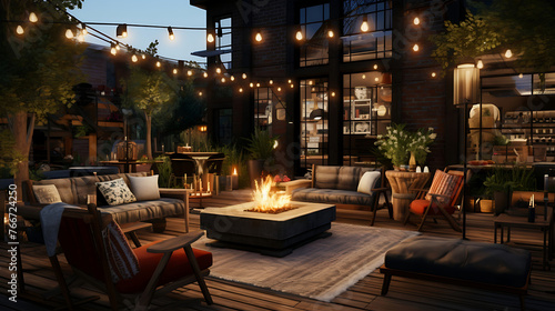 Transformed Urban Oasis: A Captivating Industrial Outdoor Patio Beckoning With Inviting Ambiance and Stylish Charm