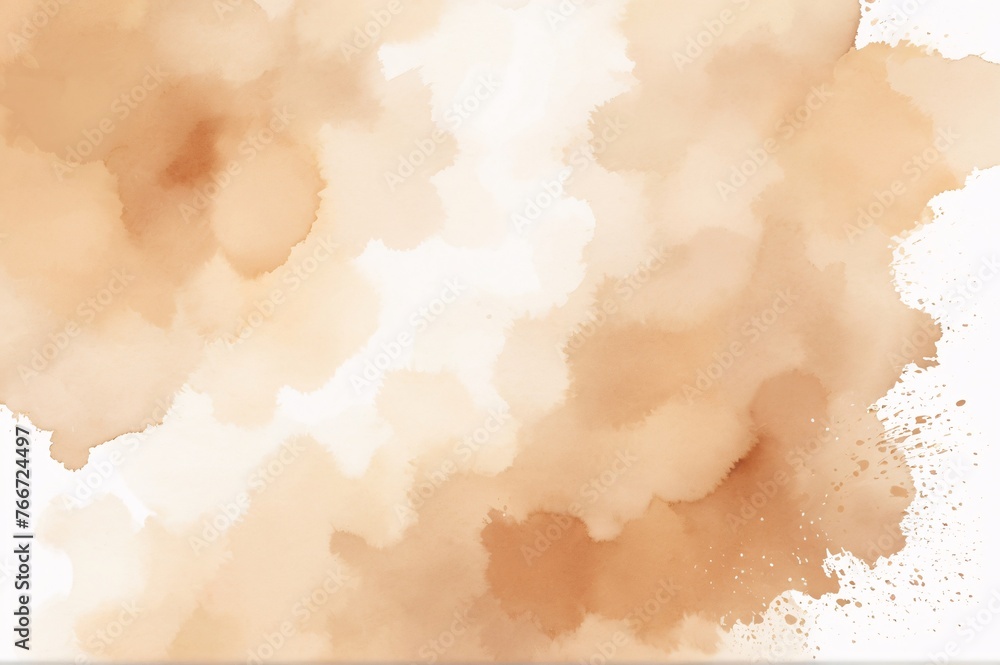 watercolor light brown and gradient color. watercolor background with clouds.