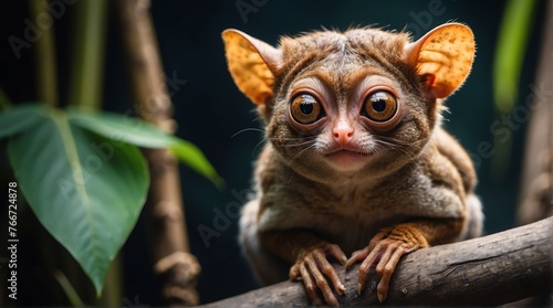 A tarsier in zoo looking at the camera from Generative AI