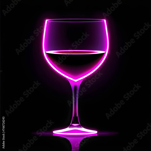 Neon Wineglass Icon: Illuminate Your Design with Vibrant Neon Elegance(Generative AI)