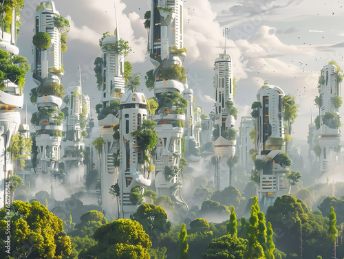Minimalist futuristic cities in 3D