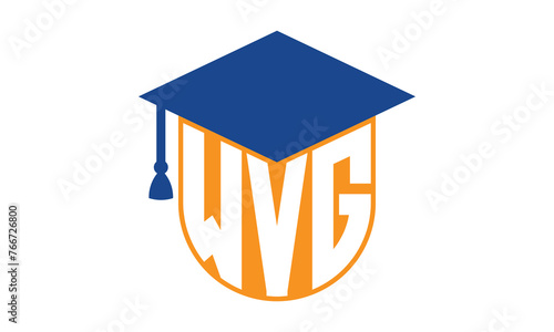 WVG initial letter academic logo design vector template. school college logo, university logo, graduation cap logo, institute logo, educational logo, library logo, teaching logo, book shop, varsity
